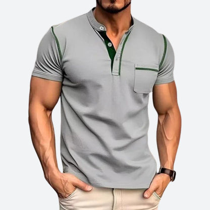Casual Henley Shirt met Borstzak voor Heren – Simon