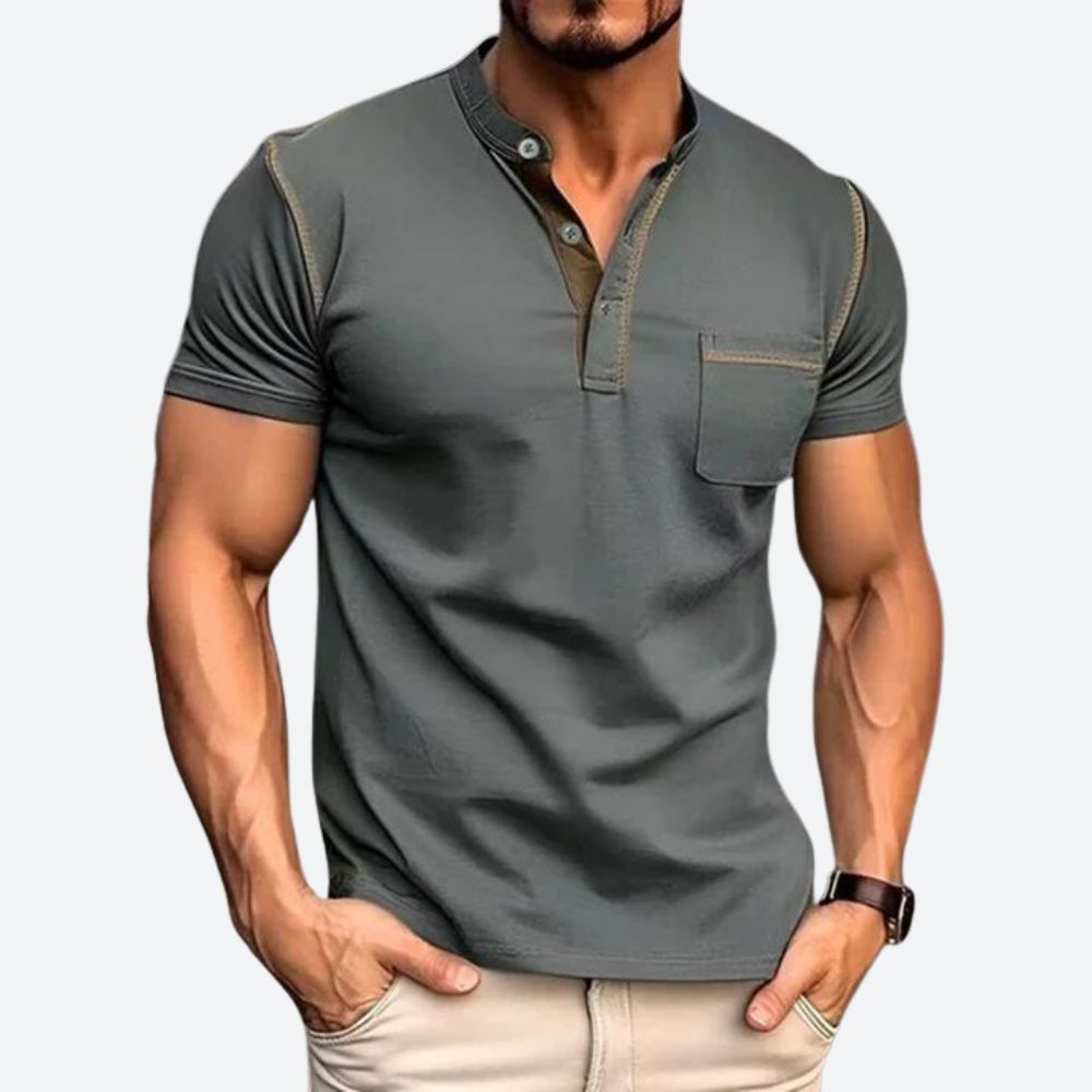 Casual Henley Shirt met Borstzak voor Heren – Simon