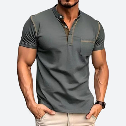 Casual Henley Shirt met Borstzak voor Heren – Simon