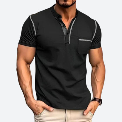 Casual Henley Shirt met Borstzak voor Heren – Simon