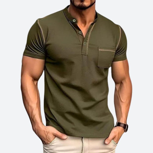 Casual Henley Shirt met Borstzak voor Heren – Simon