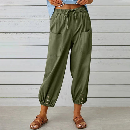 Casual damesbroek met koordtaille en zakken – Claudine