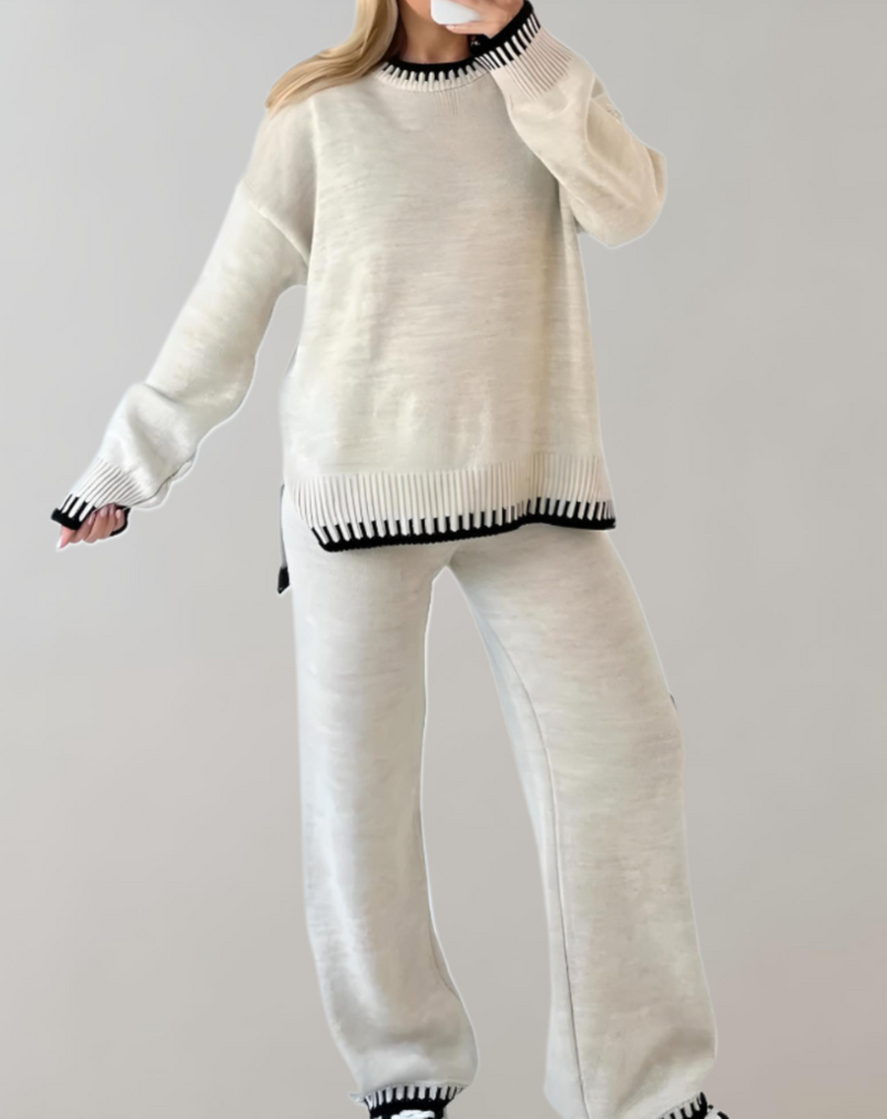 Stijlvolle tweedelige dames set met wijde broek – Sophie