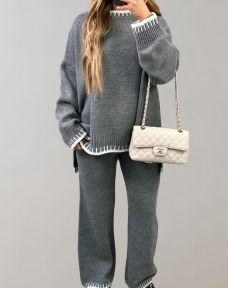 Stijlvolle tweedelige dames set met wijde broek – Sophie