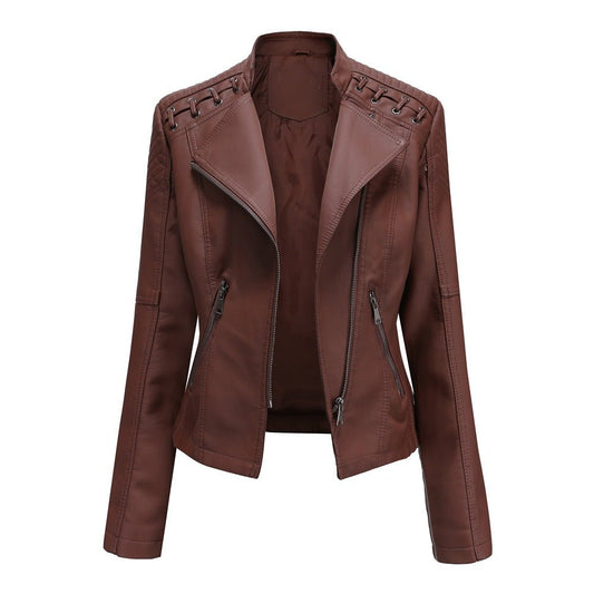 Dames faux leren bikerjack voor een gedurfde look – Roxanne