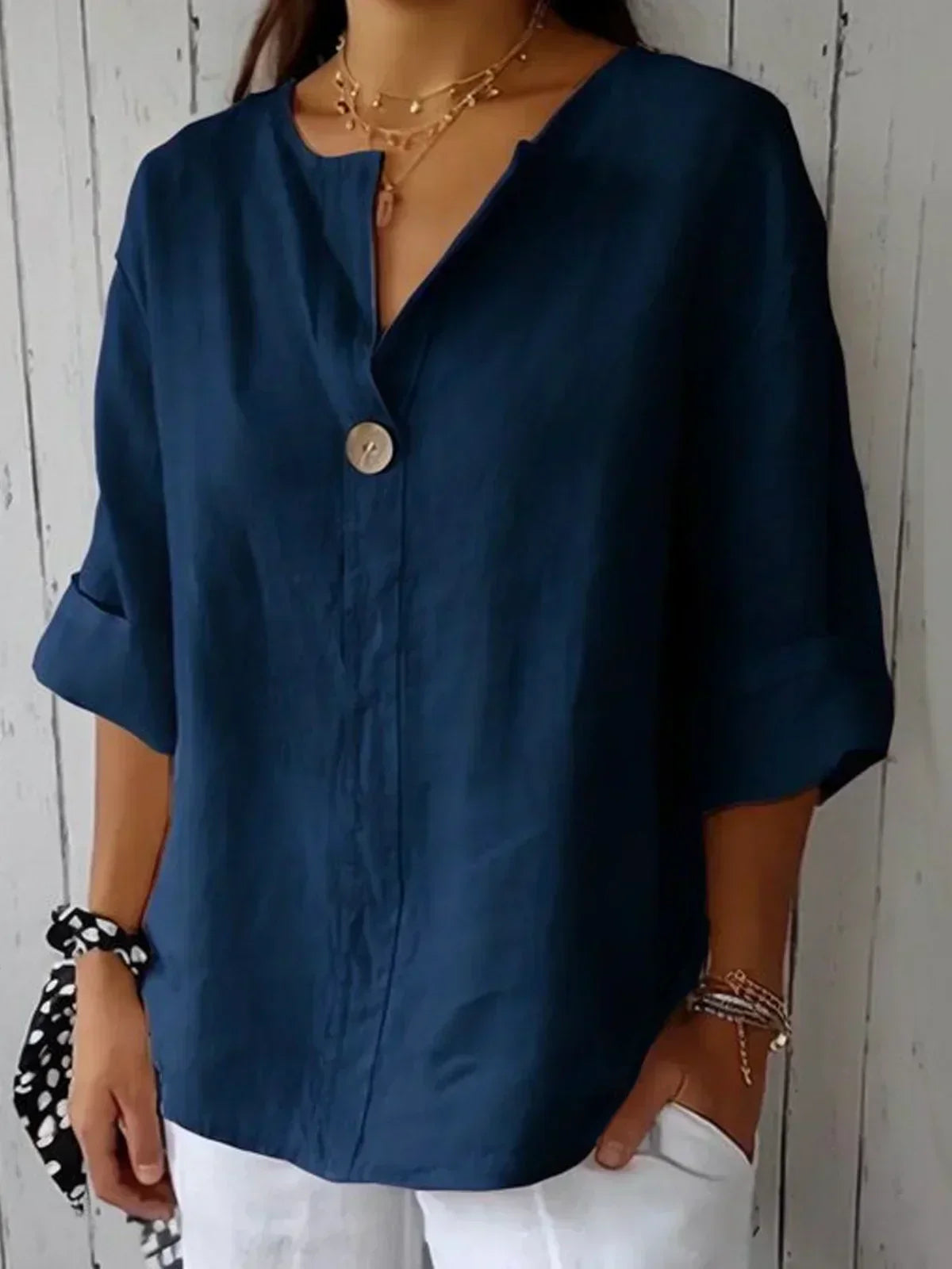 V-hals casual damesblouse in luchtige stof – Sophie