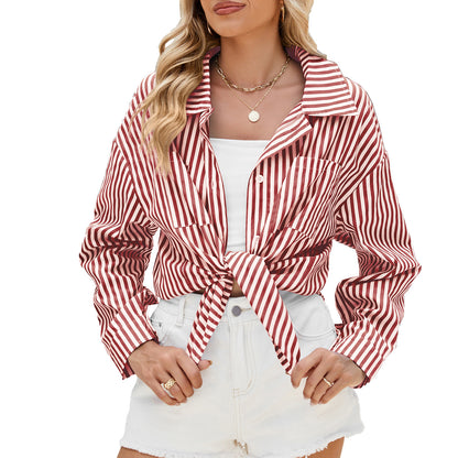 Losse Gestreepte Shirt Met Knopen Voor Vrouwen – Abby