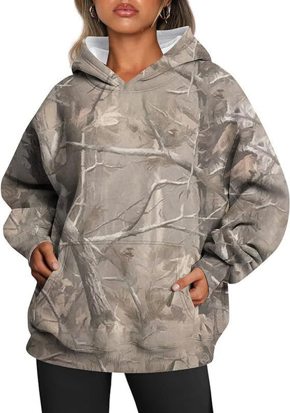 Oversized camouflage hoodie met kangoeroezak – River