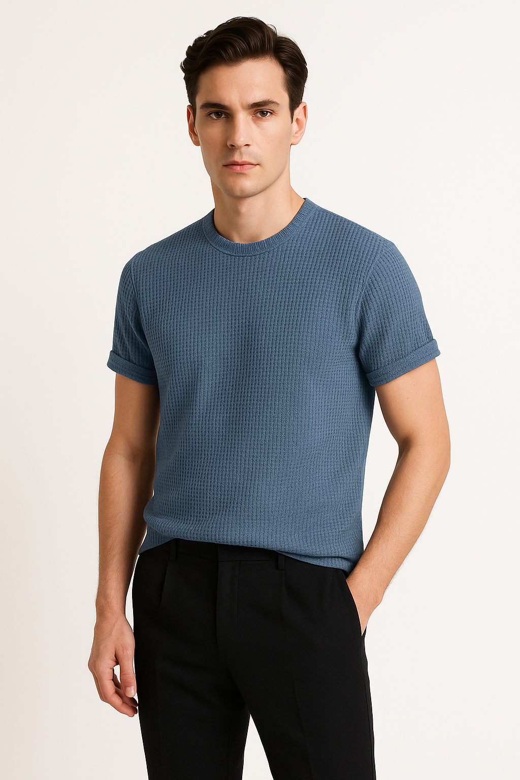 T-shirt heren wafel katoen ademend korte mouw – Aart