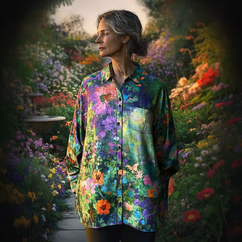 Dames Handgemaakte Bloemenblouse Ademend Comfort Elegant – Evelise