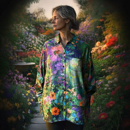 Dames Handgemaakte Bloemenblouse Ademend Comfort Elegant – Evelise