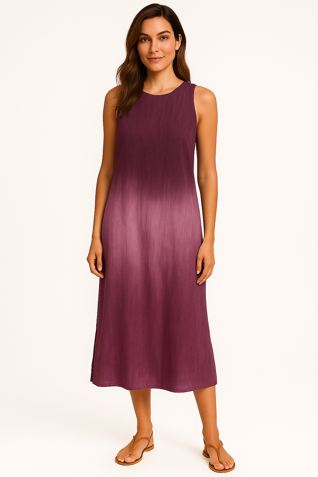 Lange damesjurk met tie-dyeprint – Monique