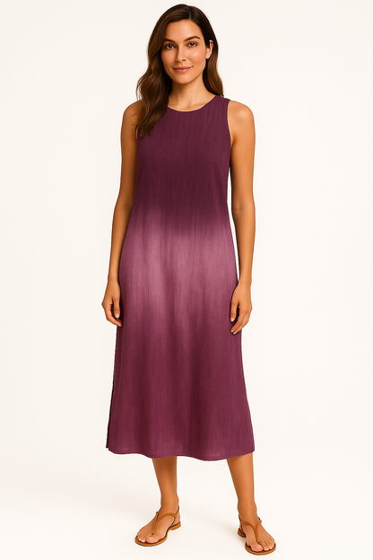 Lange damesjurk met tie-dyeprint – Monique