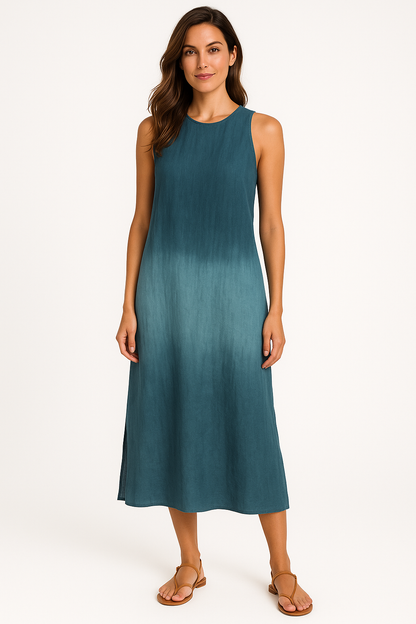 Lange damesjurk met tie-dyeprint – Monique