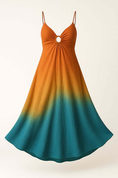 Lange Zomerjurk met Boho Stijl en Ombre Kleuren – Solea