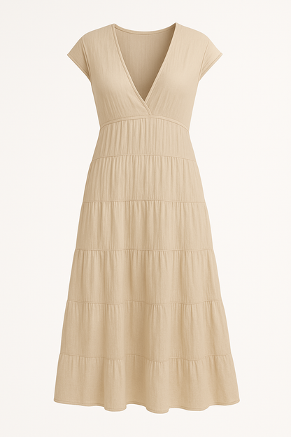 Casual maxi-jurk met V-hals en comfort – Elara
