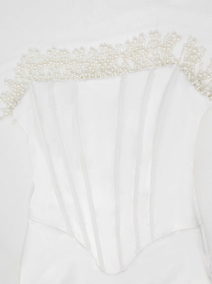 Maxi avondjurk met pareldetails voor dames – Yasmin
