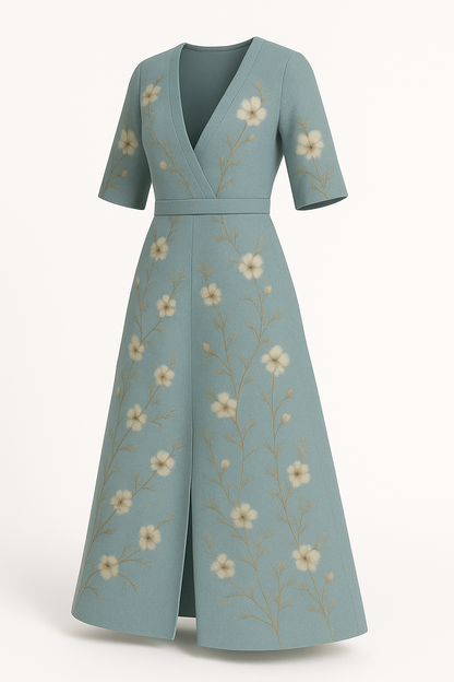 Zomerse lange damesjurk bloemenprint elegant design – Lotte