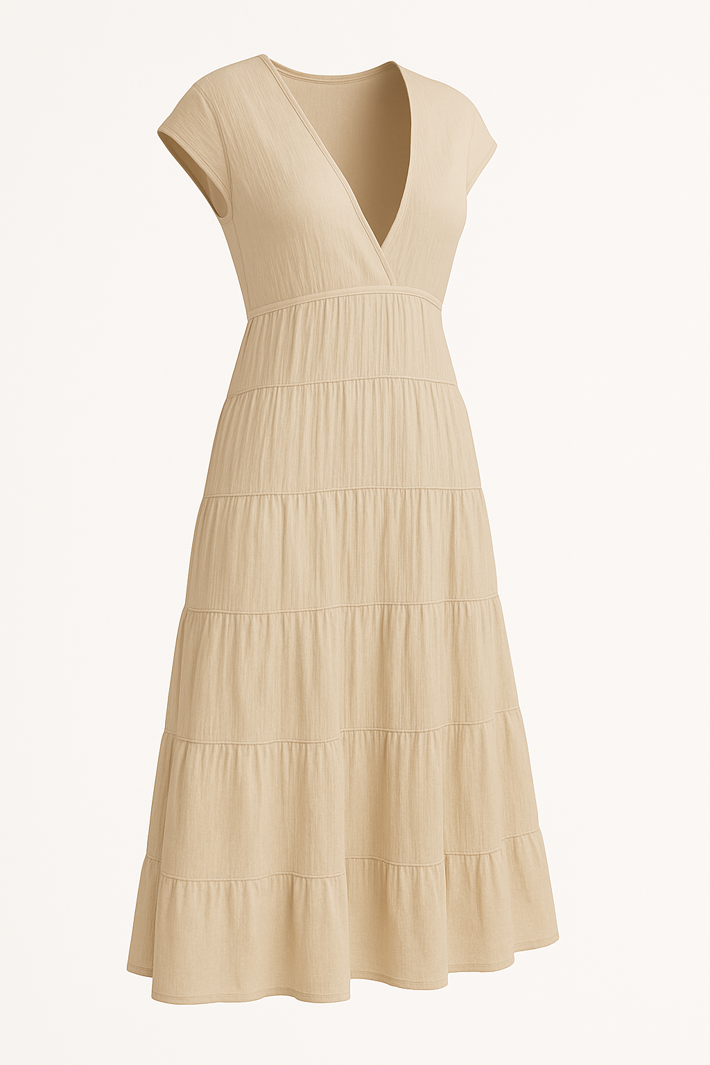 Casual maxi-jurk met V-hals en comfort – Elara