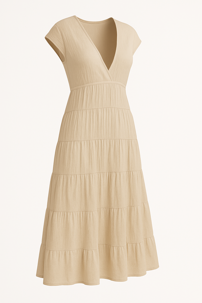 Casual maxi-jurk met V-hals en comfort – Elara