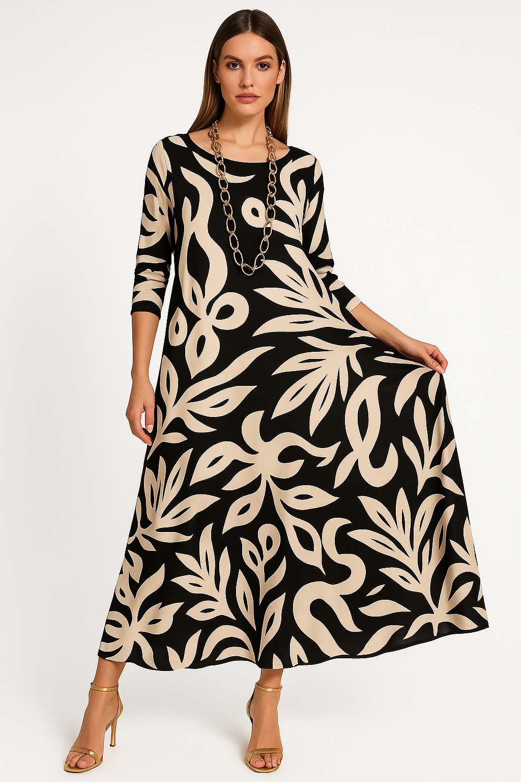 Maxi-jurk met print en ontspannen pasvorm – Mara