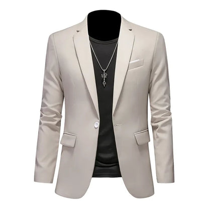 Heren Blazer Slim Fit Eén Knoop Formele Kleding – Milan
