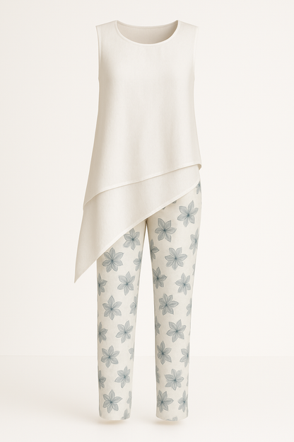 Tweedelige dames set met top en printbroek – Mila