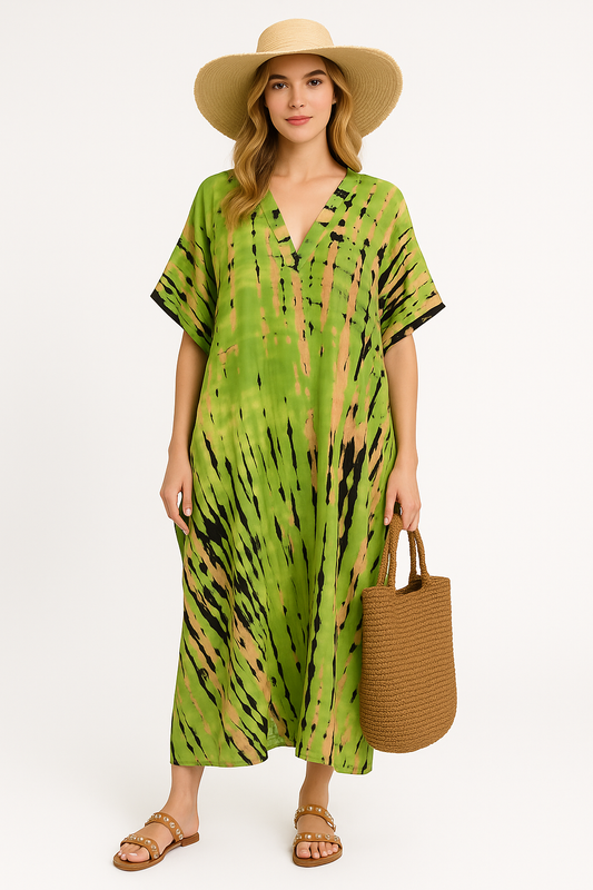 Zwart-wit Gestreepte Kaftan Jurk voor Dames – Lysara