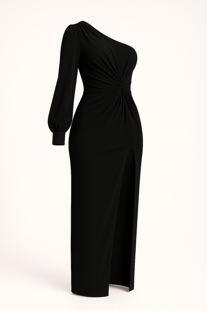 Één-schouder galajurk met elegante split – Lara