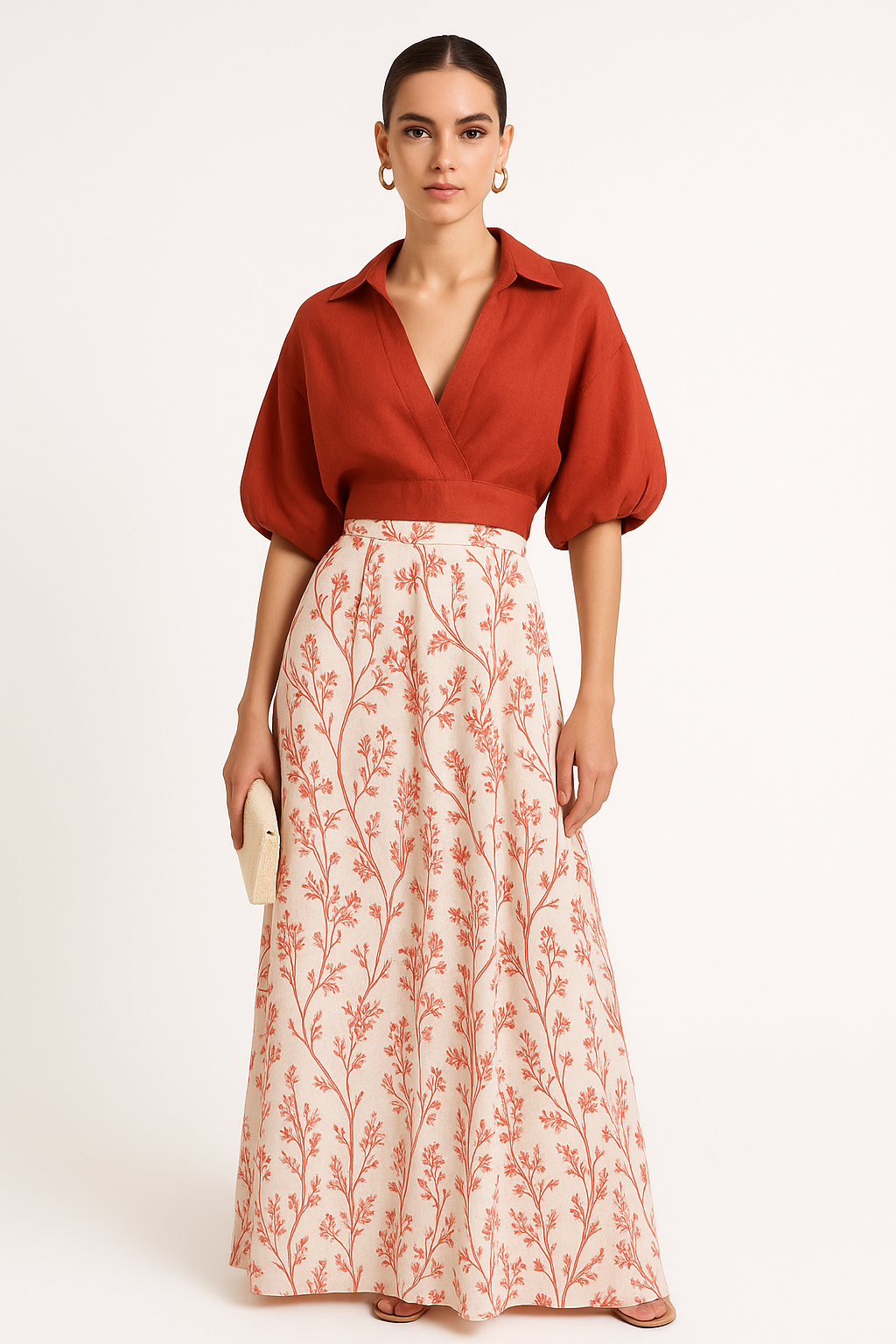 Tweedelige dames zomerset met wijde broek – Ivory