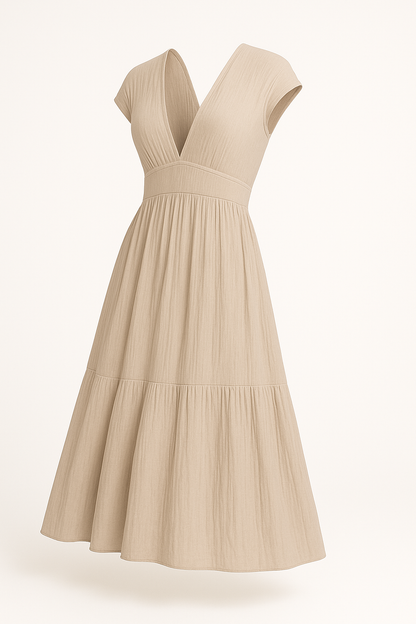 Casual maxi-jurk met V-hals en relaxte pasvorm – Elara