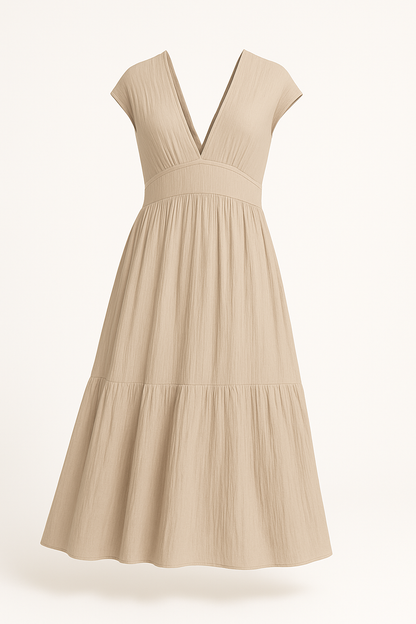 Casual maxi-jurk met V-hals en relaxte pasvorm – Elara