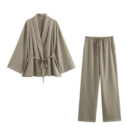 Linnen dames kimono set met chique pasvorm – Aloréa
