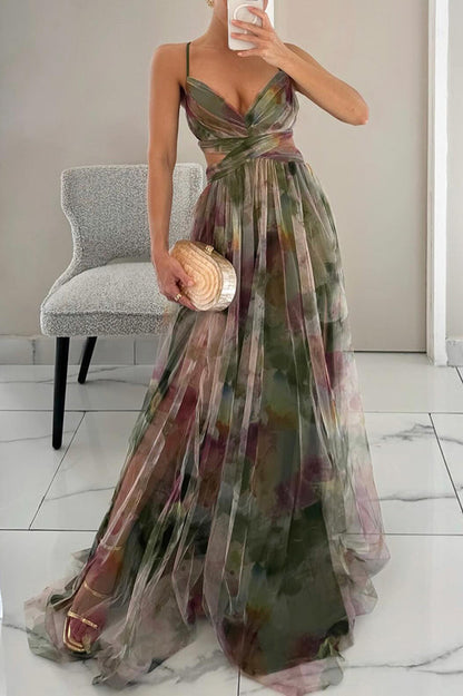Maxi damesjurk met bloemenprint en open rug – Giselle