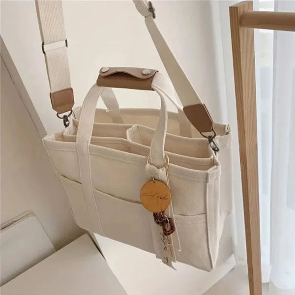 Canvas shopper tas voor dames met ruimte – Solari