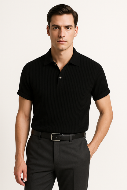 Heren Gebreid Poloshirt Ademend Comfort en Stijl – Rovian