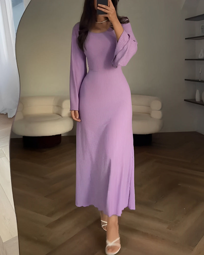 Zwierige maxi-jurk met elegante mouwen – Elise