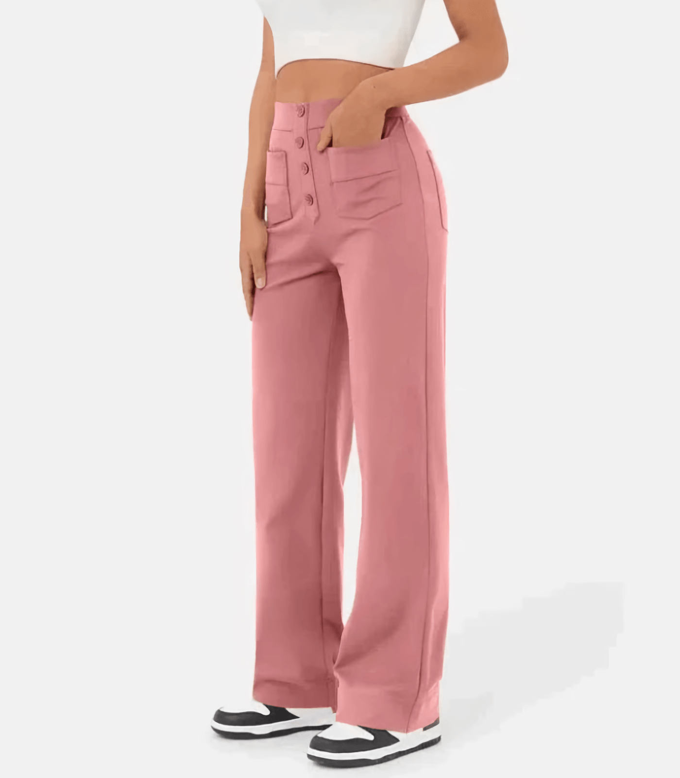 Hoge taille broek met knopen voor dames – Naomi