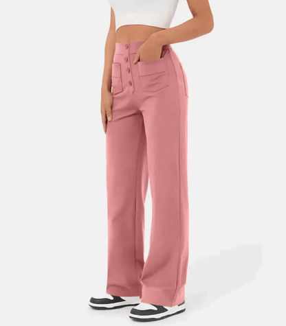 Hoge taille broek met knopen voor dames – Naomi