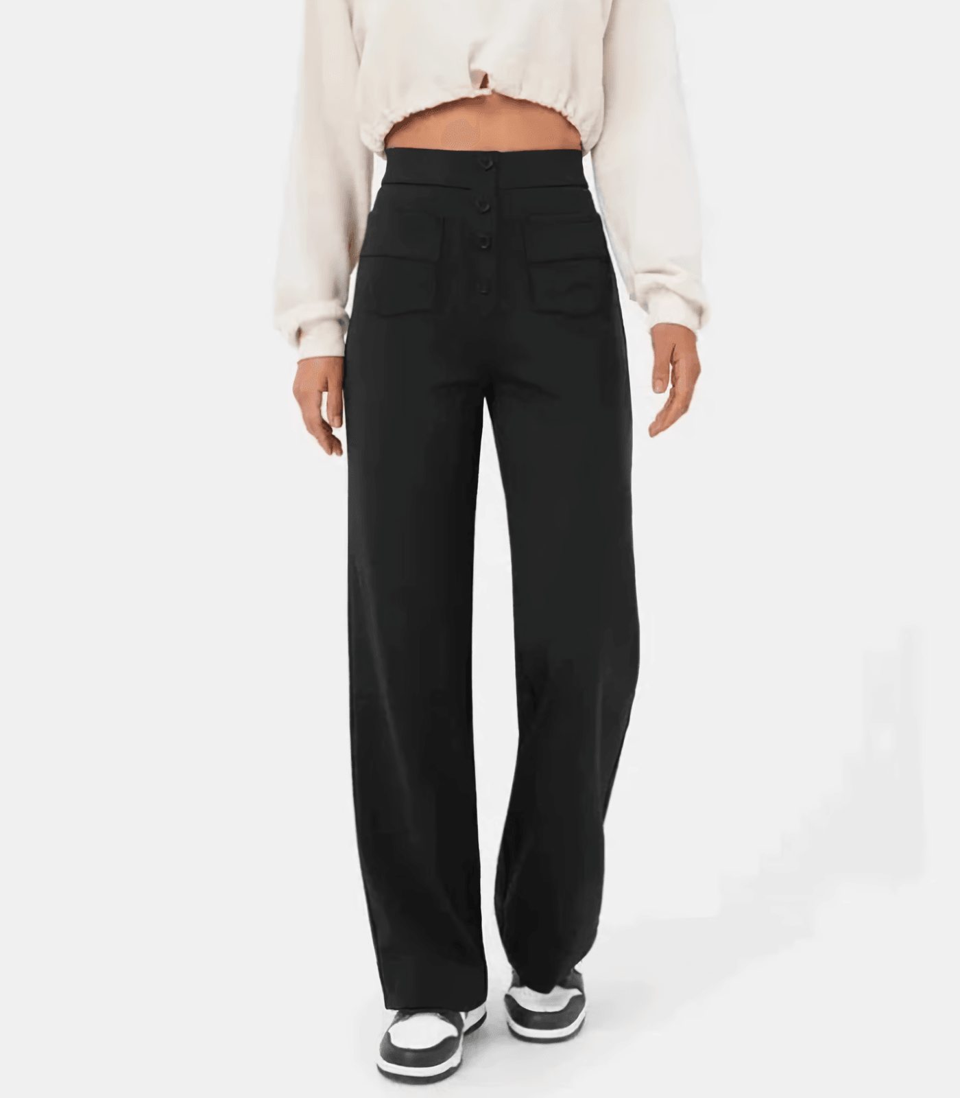 Hoge taille broek met knopen voor dames – Naomi