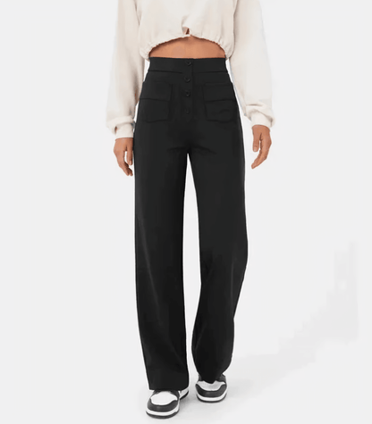 Hoge taille broek met knopen voor dames – Naomi