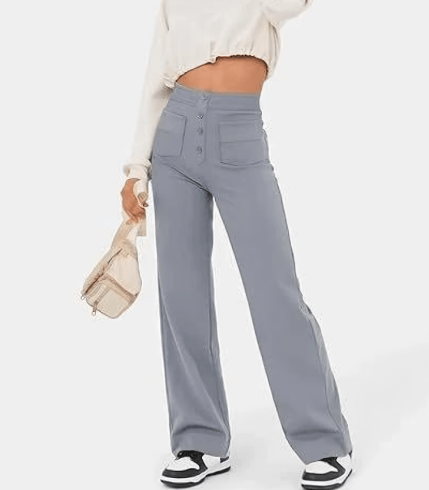 Hoge taille broek met knopen voor dames – Naomi