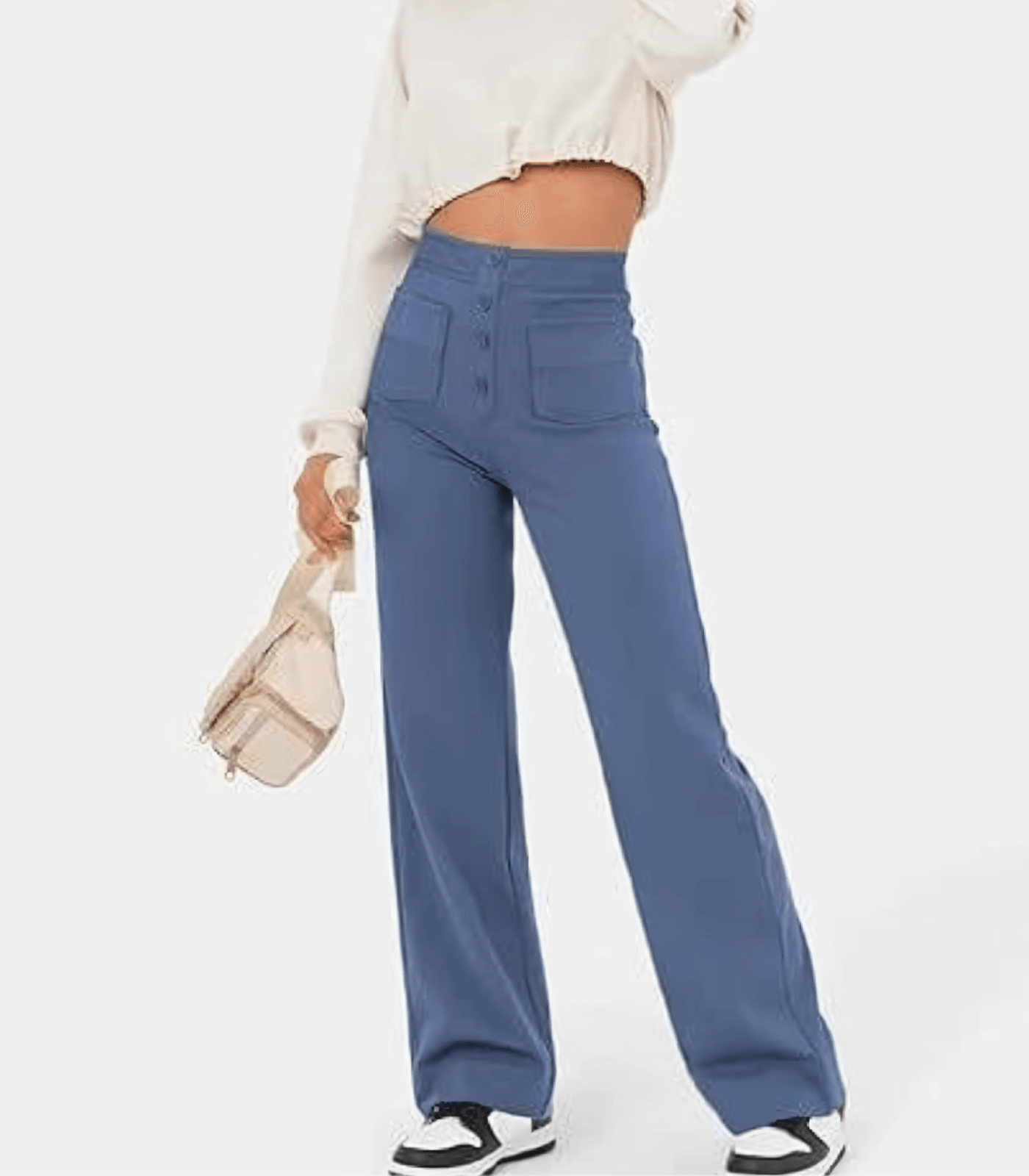 Hoge taille broek met knopen voor dames – Naomi
