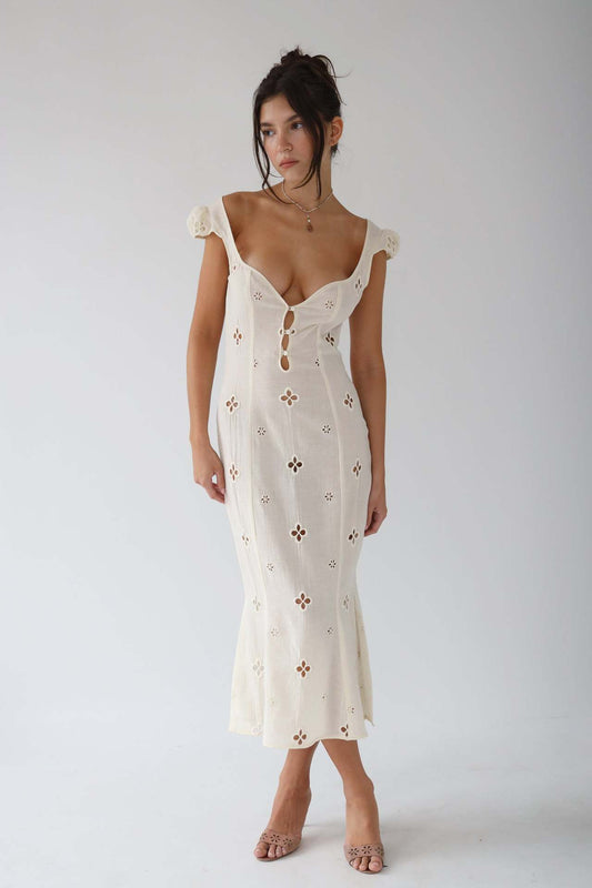 Vintage midi-jurk met bohemian flair – Louna