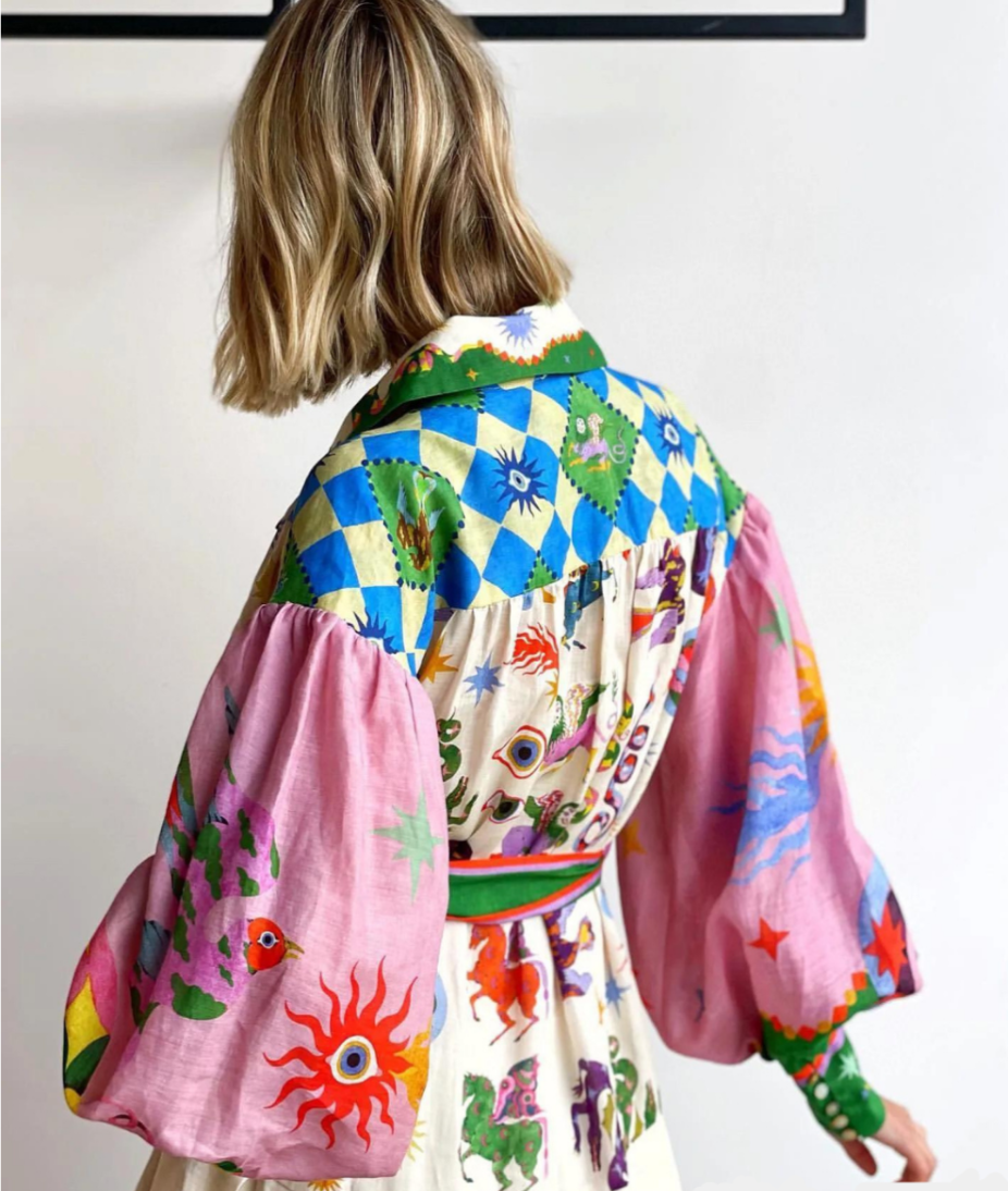 Volumineuze zomerjurk met speels patroon – Claudia