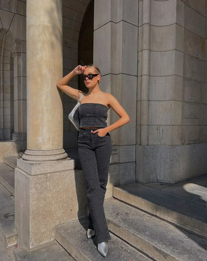 Glitter jeans met stretch voor dames – Celina