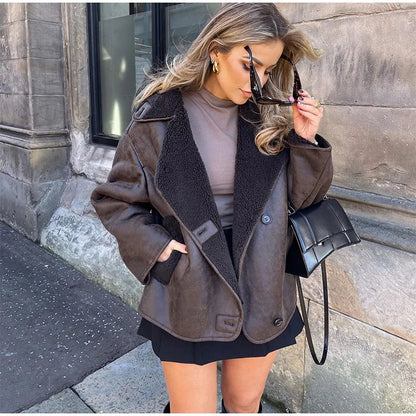 Suède Look Winterjas voor Dames met Fleece Voering – Marvella