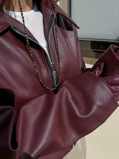 Leren damesjas met rits voor elegante look – Noor
