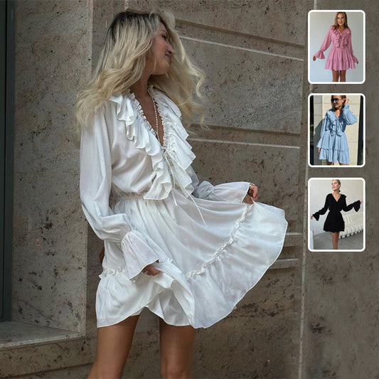 Elegante Korte Jurk Met Flare Mouwen - Anne