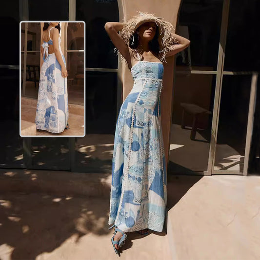 Sexy Blauw Lange Jurk Met Kant - Sophie